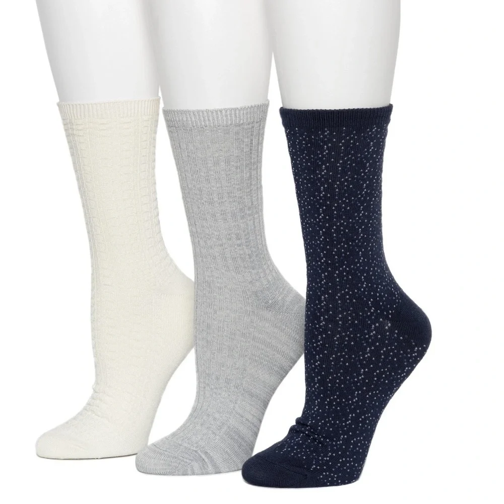 Cuddl Duds Leg Layering Crew Socks 3 Pack - Country Blue Plushfill 360